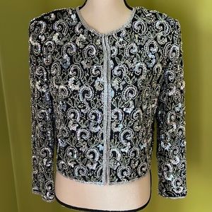 VINTAGE LAURENCE KOZAR SEQUIN BEADED JACKET ZS M